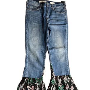 Pilcro And The Letterpress Women's Flare Flounce Floral Hem Jeans Size 30